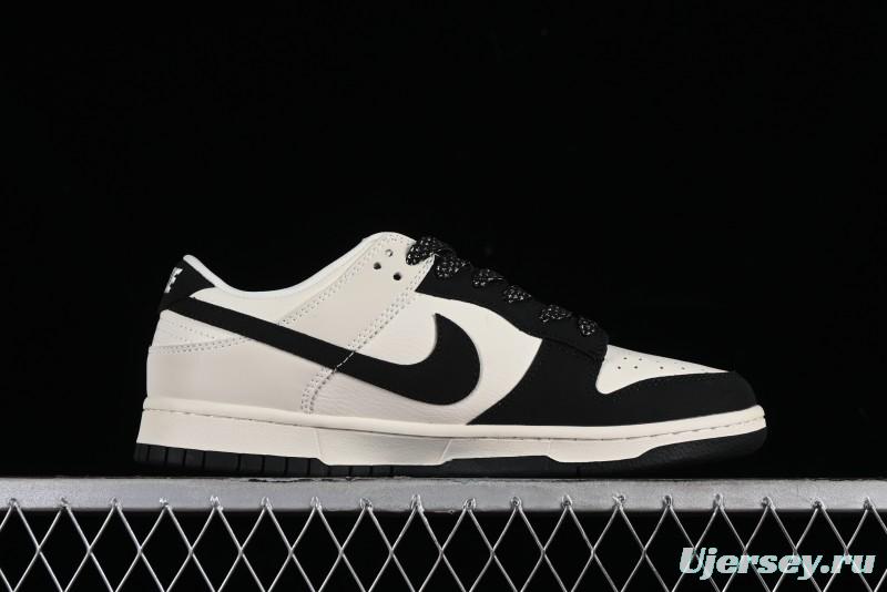 Nike SB Dunk Low Lightning Collaboration - Off White Black Colorway with Mini Swoosh Anniversary Custom Edition Low Top Casual Skate Shoes - XD1688-028
