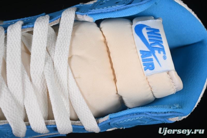 Nike Air Jordan 1 High OG "UNC Reimagined" Retro Basketball Shoes with Cracked Leather and Vintage Midsole - DZ5485-402
