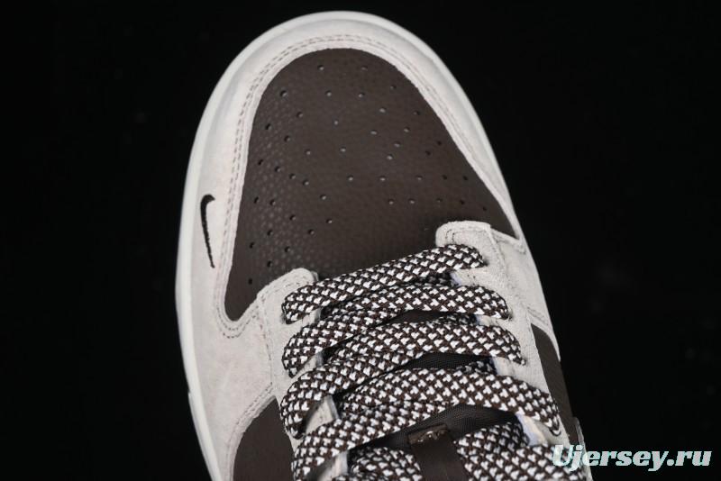 Nike SB Dunk Low Stussy Collaboration Brown Leather Swoosh Anniversary Custom Low-Top Casual Sneakers - DJ2024-062