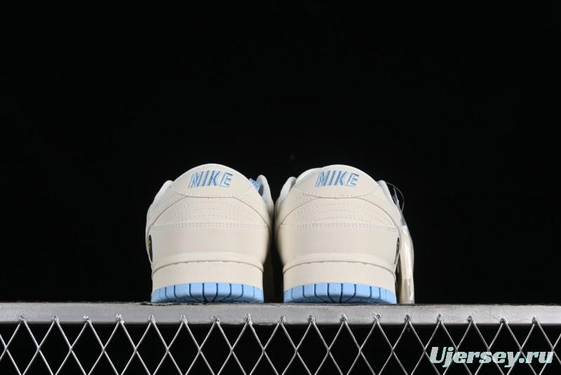 Nike SB Dunk Low BAPE Collaboration - Off-White Mini Blue Swoosh Anniversary High-End Custom Low-Top Casual Sneakers - XD6188-027