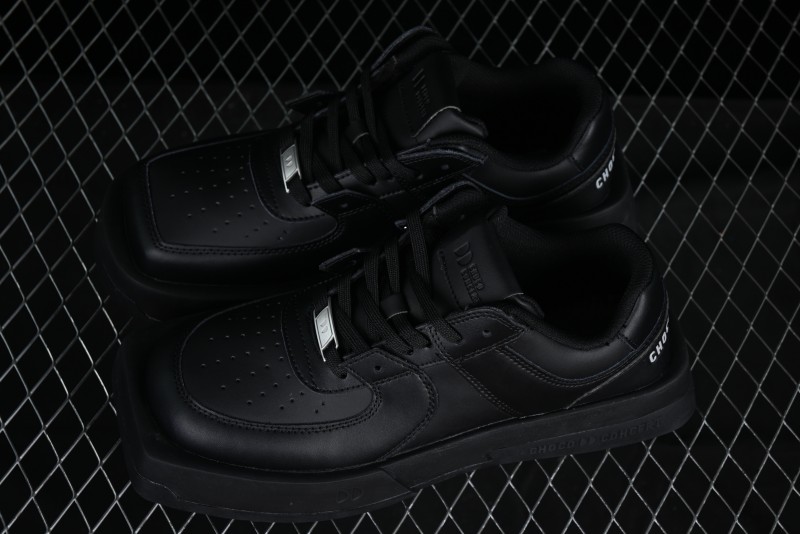 Choco Concert Leather Round Square Asymmetric Fashion Sneakers Black - AJE5