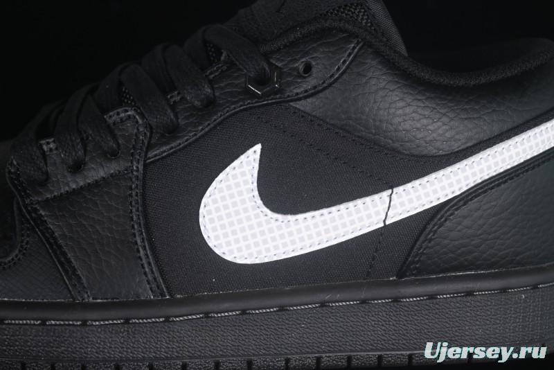 Nike Air Jordan 1 Low AJ1 Basketball Shoes in Black and White Canvas and Leather - HV5968-001