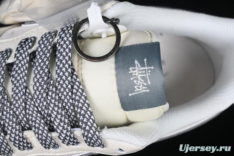 Nike Air Force 1 '07 Low Stussy Collaboration Beige Grey Embroidered Swoosh Low-Top Casual Sneakers - DM6688-003