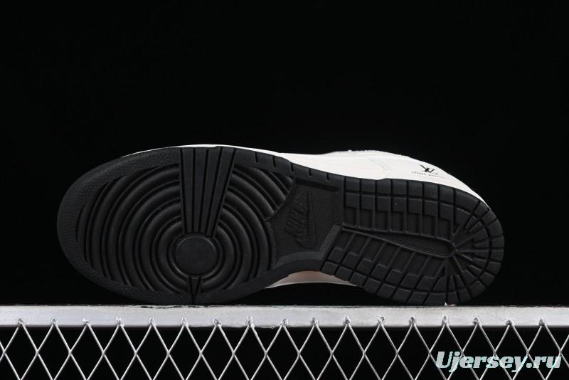 Nike SB Dunk Low LV Collaboration - Double Swoosh Beige Black Anniversary High-End Custom Low-Top Casual Sneakers - XX2025-307