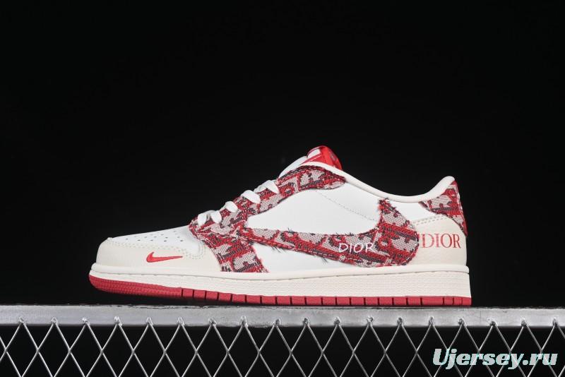 Nike Travis Scott x Fragment Design x Air Jordan 1 Low OG SP AJ1 Retro Sneakers with Unique Collaboration Design - XS2024-042