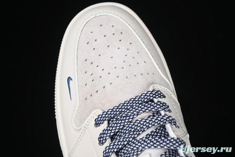 Nike Air Jordan 1 Low Stussy Collaboration - Light Grey Blue Hook Retro Basketball Shoes - SJ9950-046
