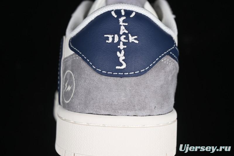 Nike Travis Scott x Fragment Design x Air Jordan 1 Low OG SP AJ1 Retro Sneakers with Reverse Swoosh - CF3688-066