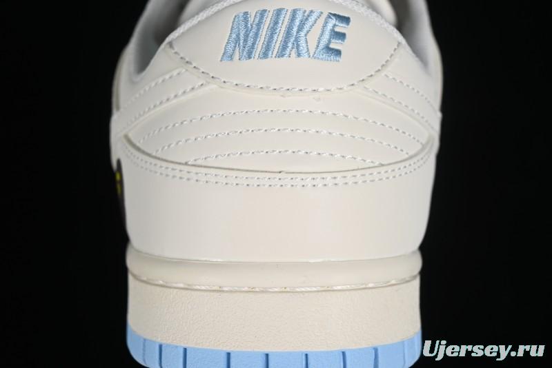 Nike SB Dunk Low BAPE Collaboration - Off-White Mini Blue Swoosh Anniversary High-End Custom Low-Top Casual Sneakers - XD6188-027