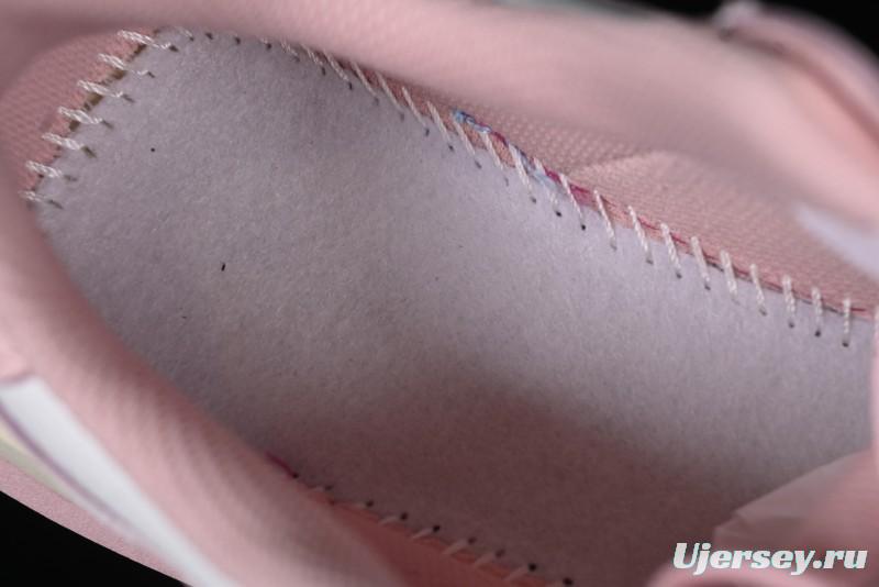 Choco Concert Leather Round Square Asymmetrical Fashion Sneakers White Pink - AJE5