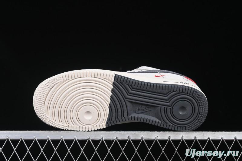 Nike Air Force 1 '07 Low Champion Collaboration Dual-Tone Grey Swoosh Triple Mini Swoosh Low-Top Casual Sneakers - SJ6698-022