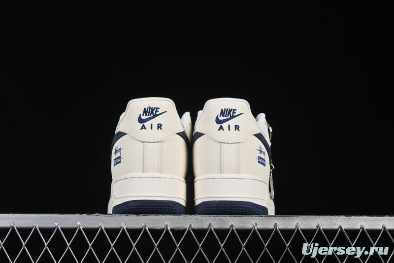 Nike Air Force 1 '07 Low Stussy Supreme Collaboration Checkerboard Beige Low-Top Casual Sneakers - DF0188-037