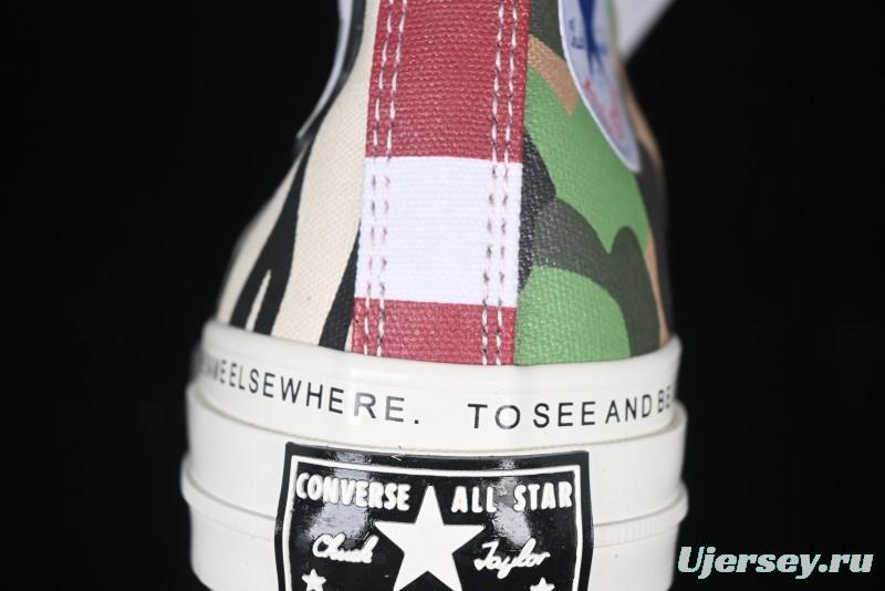Converse x Brain Dead High Top Casual Sneakers with Mismatched Camouflage Design - A12219C