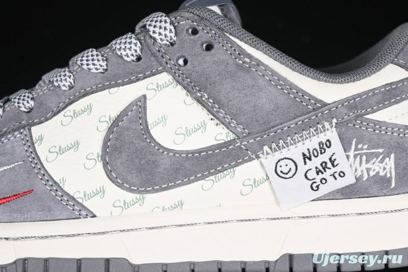 Nike SB Dunk Low Stussy Anniversary Edition Patchwork Grey Swoosh Customized Casual Skate Shoes - YX5066-221