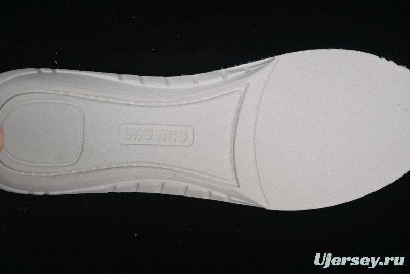 Miu Miu Suede Round Toe Lace-Up Women's Low-Top Casual Shoes - 99D4