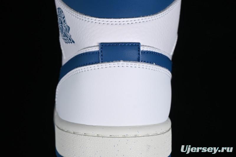 Nike Air Jordan 1 Mid Industrial Blue Basketball Shoes with Air Cushion - FN5215-141