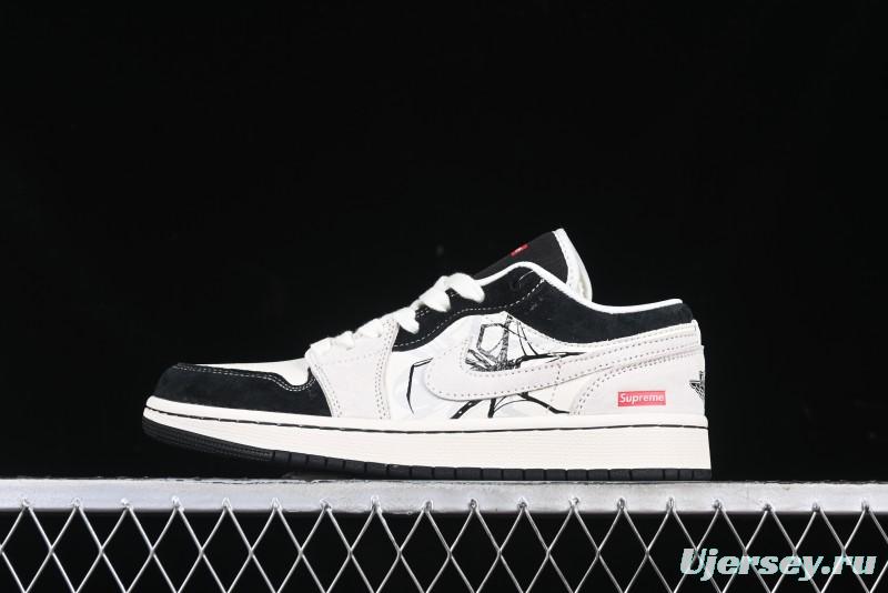 Nike Air Jordan 1 Low Supreme Collaboration Spider Custom High-End Retro Basketball Shoes - XS6086-007