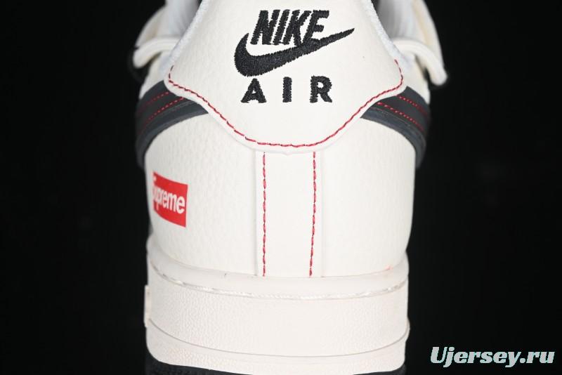 Nike Air Force 1 '07 Low Supreme Collaboration - Beige Red Lace-Up Low-Top Casual Sneakers SJ1198-104