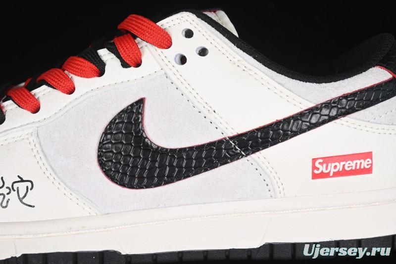 Nike SB Dunk Low Year of the Snake Series - Black Snakeskin with Black Swoosh Anniversary Custom Low-Top Casual Skate Shoes - DM6868-012