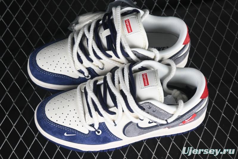 Nike SB Dunk Low Supreme Collaboration Sneakers in Gray Blue with Gray Swoosh - YX5066-260
