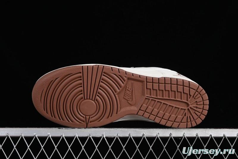 Nike SB Dunk Low LV Collaboration - Double Swoosh Beige Brown Anniversary High-End Custom Low-Top Casual Skate Shoes - XX2025-309