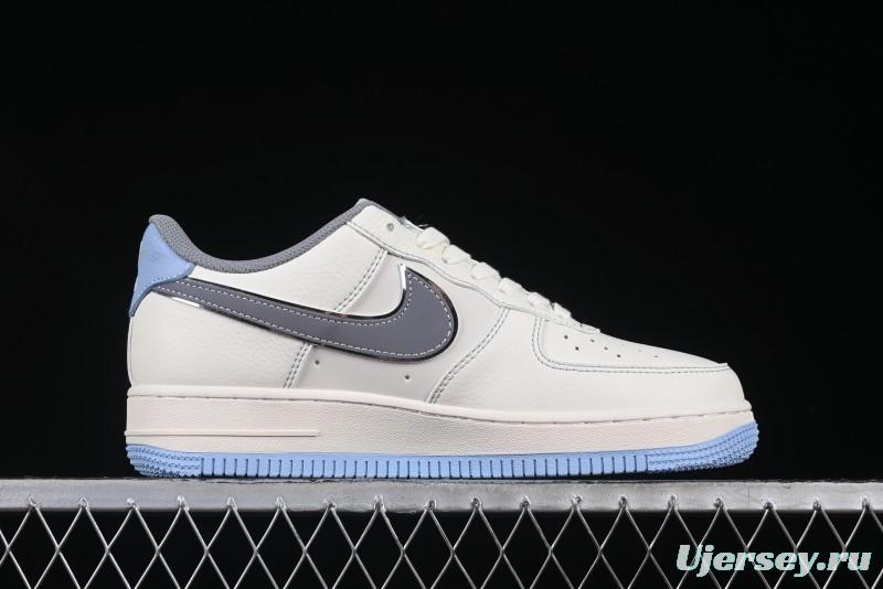 Nike Air Force 1 '07 Low Stussy Collaboration Light Grey Blue Sole Low-Top Casual Sneakers - XS1958-517