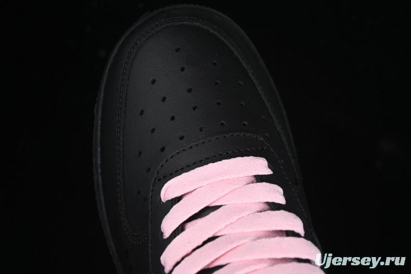Nike Air Force 1 '07 Low Casual Sneakers with Black & Pink Double Swoosh - CW2288-028
