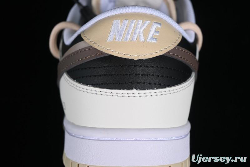 Nike Dunk Low Chestnut Letter High Street Black Brown Deconstructed SB Strap Low Top Casual Skate Shoes - DV0831-003