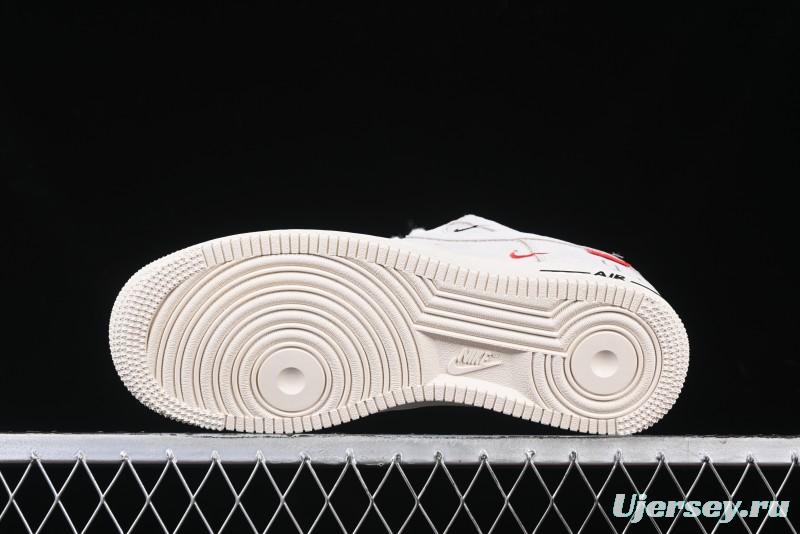 Nike Air Force 1 '07 Low Supreme Champion Collaboration Off-White Mini Swoosh Casual Sneakers - SJ6698-020