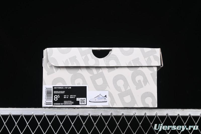 Nike Air Force 1'07 Low The North Face Collaboration - Grey Black Reflective Swoosh Casual Sneakers - DM6688-007