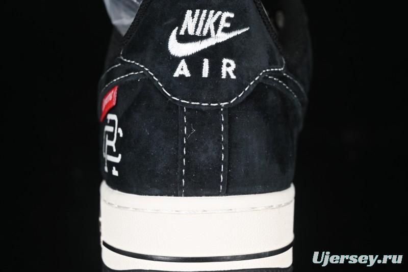 Nike Air Force 1 '07 Low Supreme Champion Collaboration Beige Black Mini Swoosh Casual Sneakers - SJ6698-019