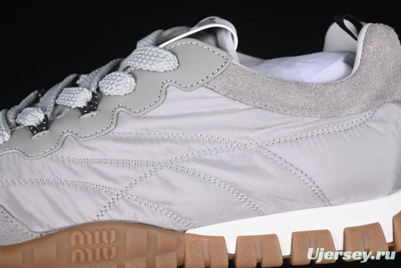 Miu Miu Suede Round Toe Lace-Up Low Top Women's Casual Shoes - 99D4