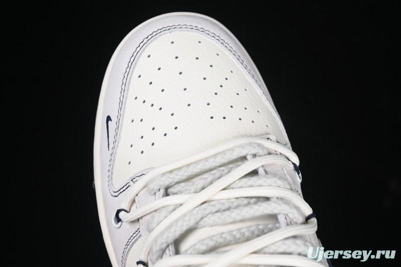 Nike SB Dunk Low Stussy Anniversary Edition High-End Custom Sneakers with Lace-Up Design in Grey White and Navy - YX5066-240