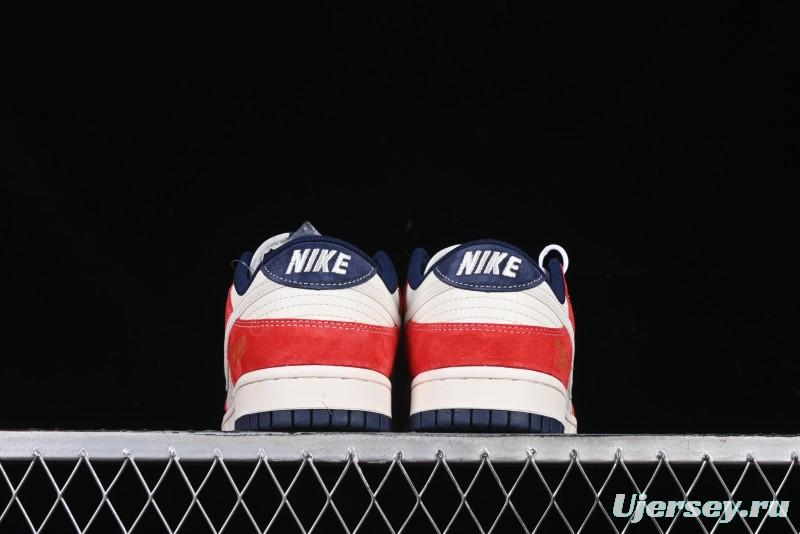Nike SB Dunk Low Supreme Collaboration - China Red with 3D White Swoosh Anniversary Custom Low-Top Casual Sneakers - FC1688-209