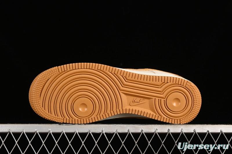Nike Air Force 1 '07 Low Stussy Collaboration - Wheat Pig Leather Low-Top Casual Sneakers - HD1968-020