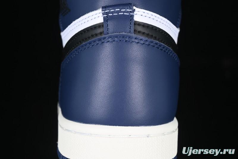 Nike Air Jordan 1 High OG "Midnight Navy" Basketball Shoes with Full Leather Construction - DZ5485-401
