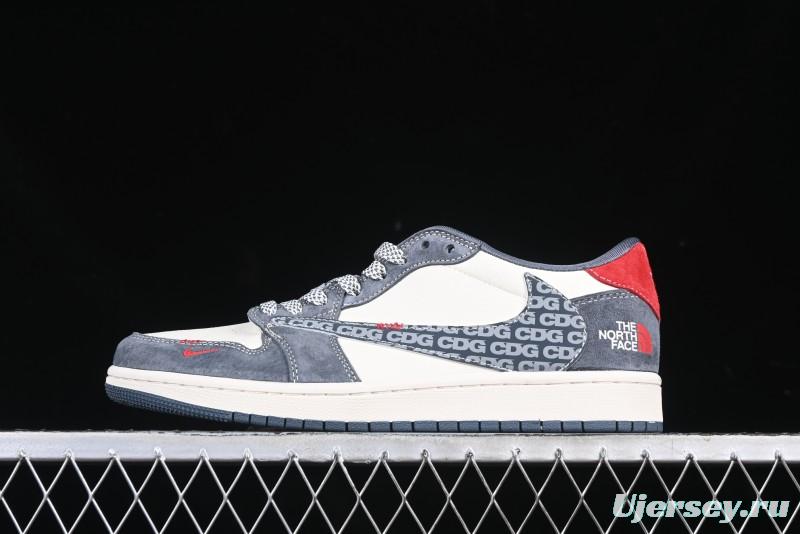 Nike Travis Scott x Fragment Design x Air Jordan 1 Low OG SP AJ1 CDG White Grey Low Top Casual Sneakers - DM9288-005