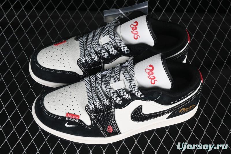 Nike Air Jordan 1 Low AJ1 Year of the Snake Limited Edition White Black Snake Pattern Low-Top Casual Sneakers - SJ9950-056