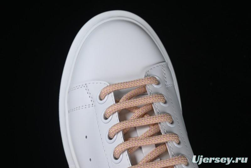 Alexander McQueen Oversized Sneakers with Mirror Silver Heel - White Leather Lace-Up Shoes