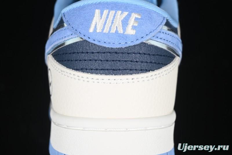 Nike SB Dunk Low Lightning Collaboration - Light Blue Swoosh Anniversary Custom Low-Top Casual Skate Shoes - LW1818-107