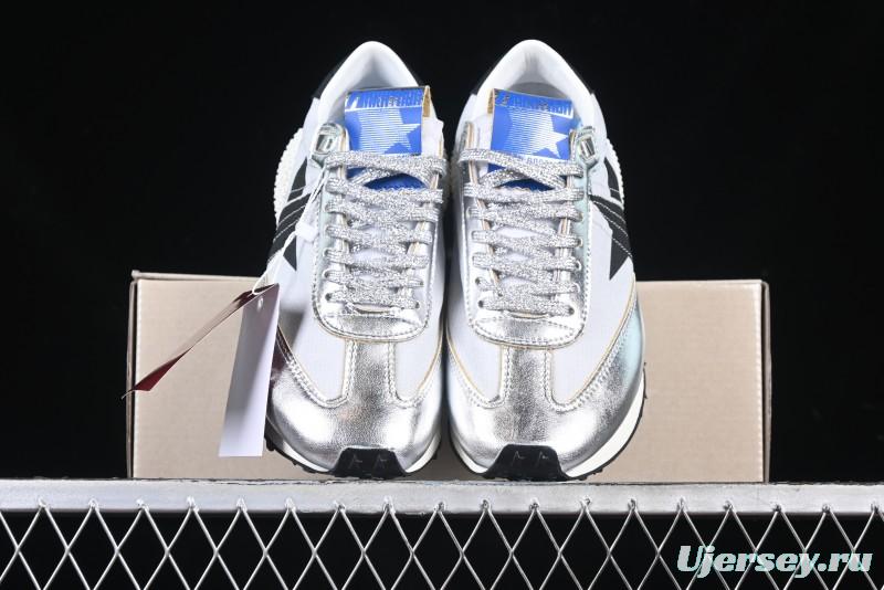 Golden Goose Marathon Silver Comfortable Low-Top Lifestyle Sneakers - X.E5