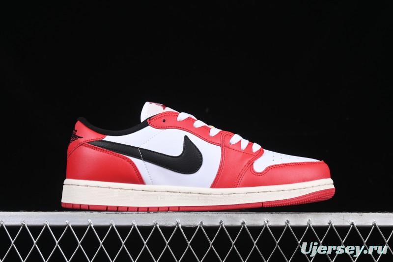 Nike Air Jordan 1 Low AJ1 White Red Black Hook Casual Sneakers - HQ6998-600