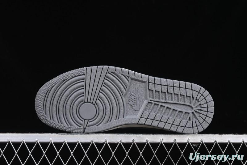 Nike Travis Scott x Fragment Design x Air Jordan 1 Low OG SP AJ1 Snake Year Limited Grey Snake Scale with Grey Swoosh Low-top Casual Sneakers - XS3086-009