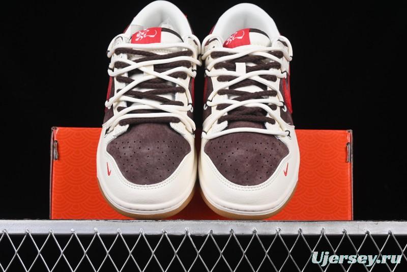 Nike SB Dunk Low Year of the Snake Series - Lace-Up Red Hook Anniversary High-End Custom Low-Top Casual Skate Shoes - YX5066-266