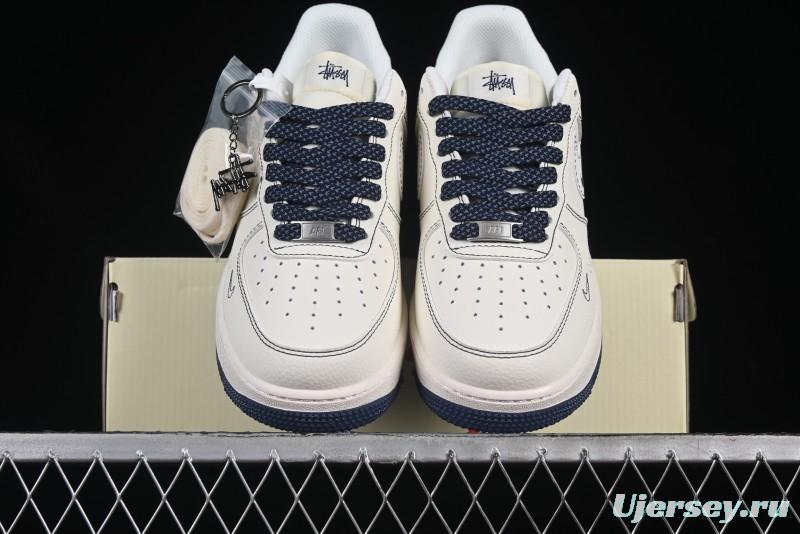 Nike Air Force 1 '07 Low Stussy Collaboration Grey Swoosh Casual Sneakers - HH7518-063