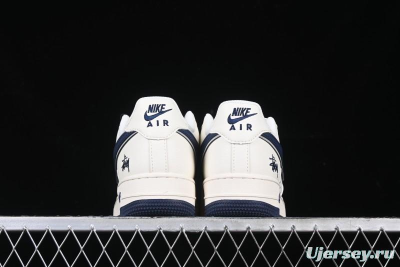 Nike Air Force 1 '07 Low Stussy Collaboration - Navy Blue & Off-White Low-Top Casual Sneakers - XZ3328-568