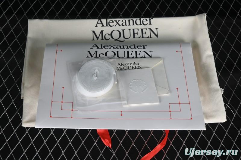 Alexander McQueen Oversized Sneakers with Mirror Silver Heel - White Leather Lace-Up Shoes