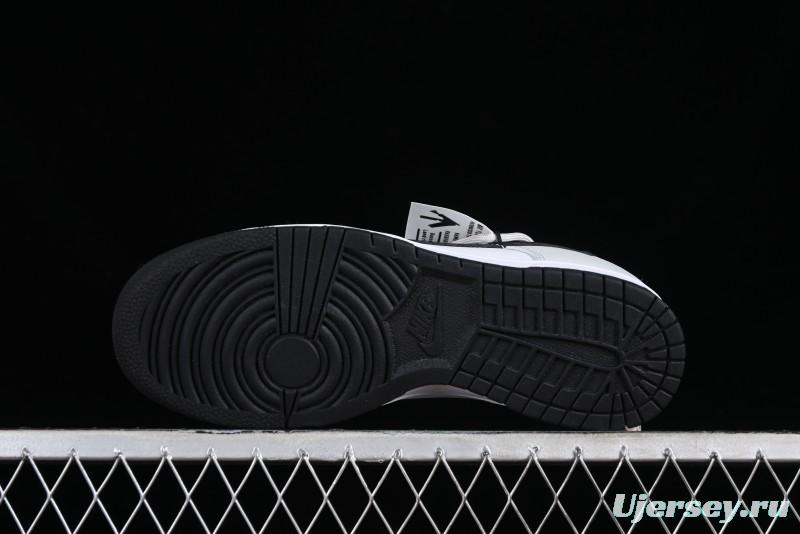 Nike Dunk Low Letter Panda Black Grey High Street Deconstructed SB Strap Low-top Casual Skate Shoes - CW1590-100