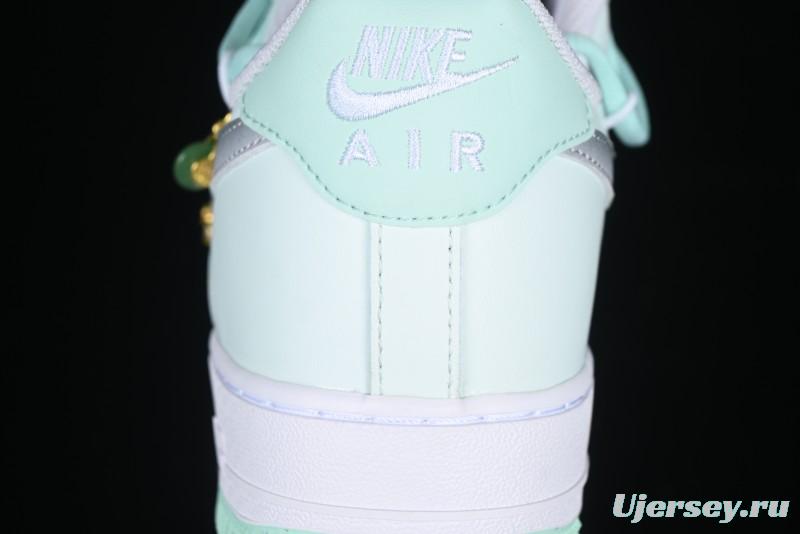 Nike Air Force 1 '07 Low Gold-Inlaid Jade Casual Sneakers with Strap - XV7981-476