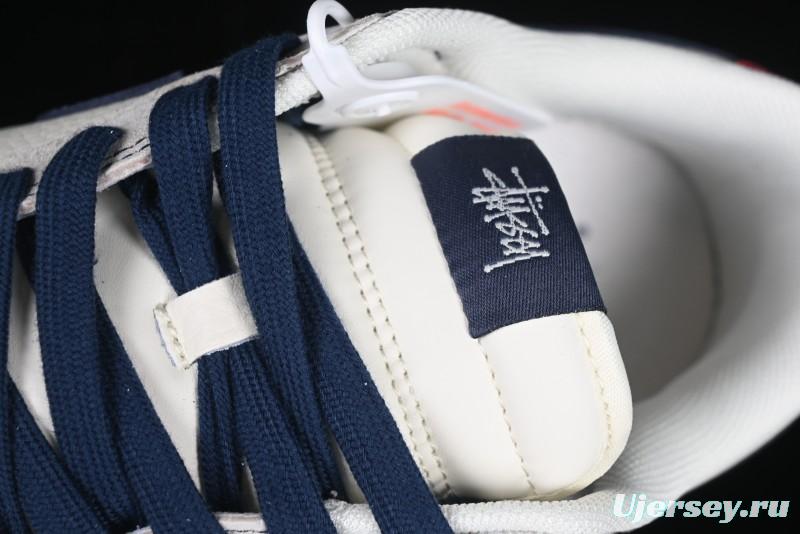 Nike SB Dunk Low Stussy Collaboration Embroidered Navy Swoosh Anniversary Custom Low-Top Casual Sneakers - MM1089-032