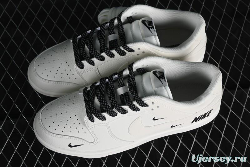 Nike SB Dunk Low Collaboration Three Swooshes Beige Black Color Low Top Casual Skateboarding Shoes - NK5639-321